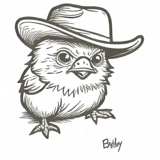Baby Chick Wearing Cowboy Hat
