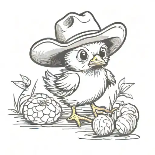Baby Chick Wearing Cowboy Hat