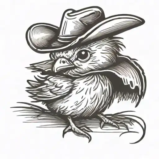 Baby Chick Wearing Cowboy Hat