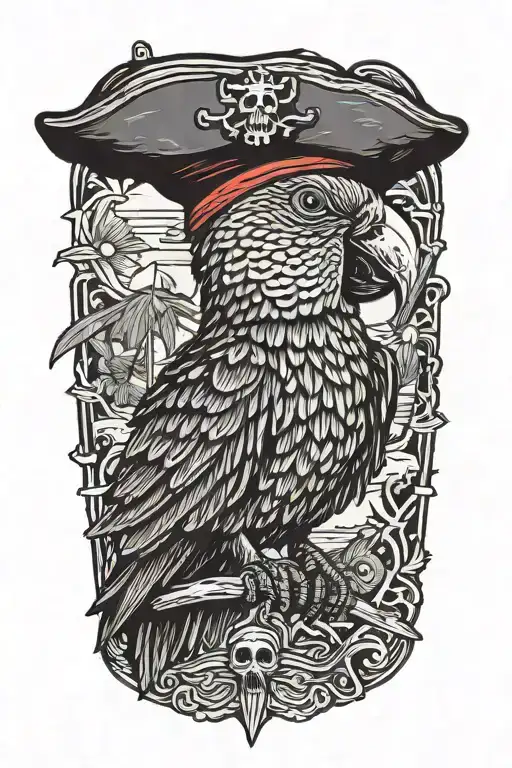 Parrot With Pirate Hat