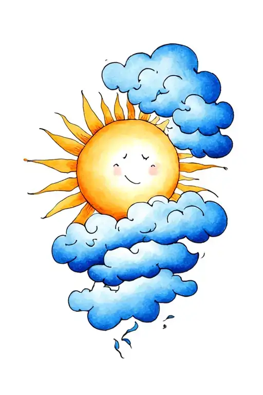 Cloud And Sun Hug Each Other