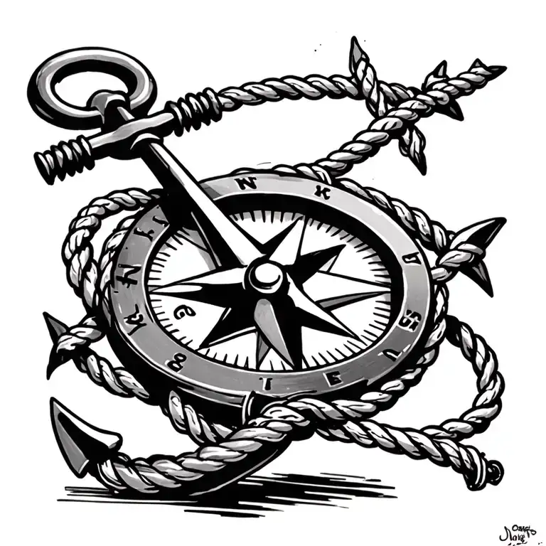 Boat Anchor Compass Rope Shark