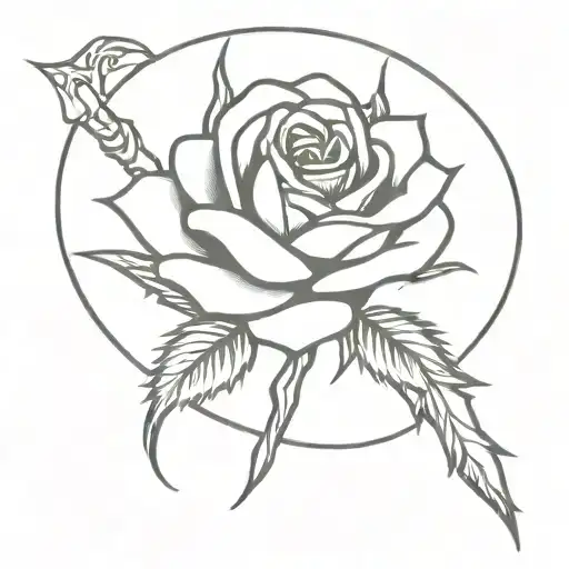 Rose With Bdsm Logo Incorporated With Thorns Behind It