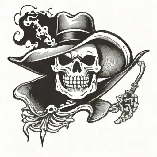 Skeleton Cowboy Hat & Smoking