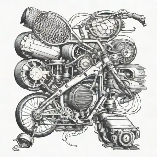Bike Engine Transformed Into A Tennis Racket And Ball