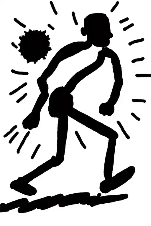 Strong Black Man Walking Towards Bright Shining Full