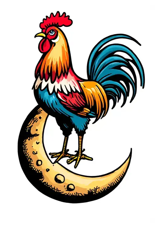 Cool Rooster On The Moon