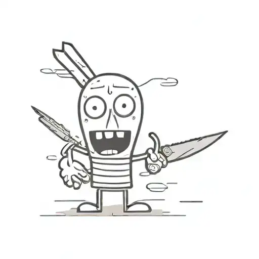 A Cartoon Character Holding A Knife
