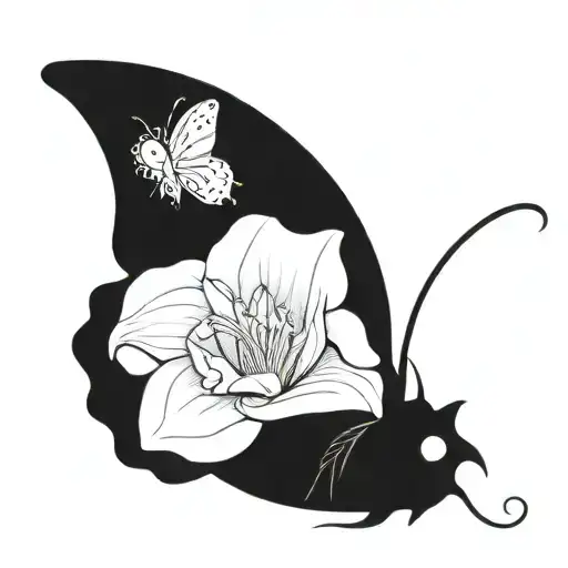 Butterfly With Lily Flower Eye Capricorn Zodiac Sign