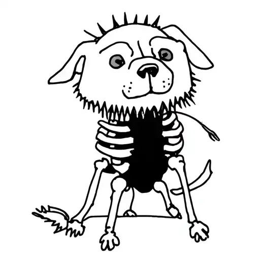 Dog With Spiky Collar Bone Tearing Through Skin Skeleton