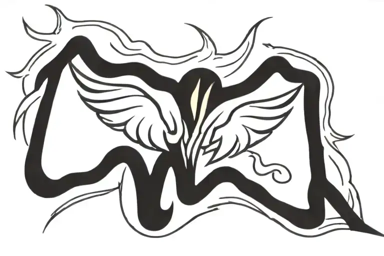 Letter V With Wings On Fire Flames