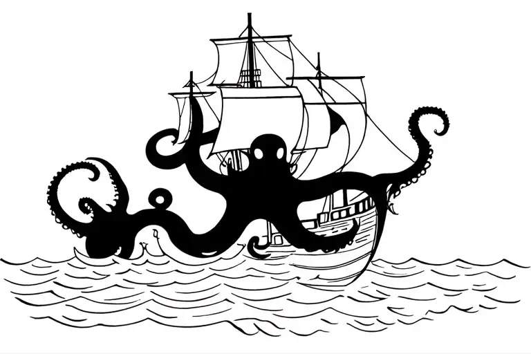 Kraken Attacking A Ship