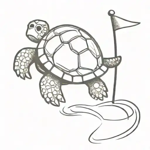 Cartoon Stoner Sea Turtle Golfing