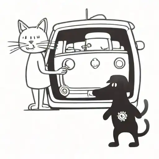 A Bully Cat In Shorts And A Cap With Car Keys And An Engineer Dog