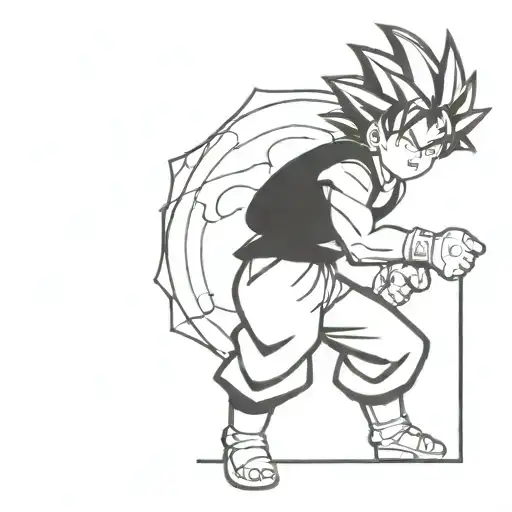 A Tattoo Design Of Son Goku From Dragon Ball Z In A Minimalist Style