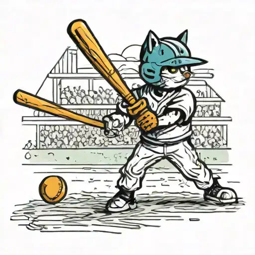 Cat Baseball Player At Bat
