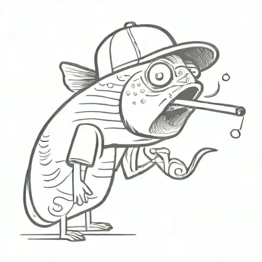 The Rapper Fish Smokes A Cigarette In A Rumpled Cap