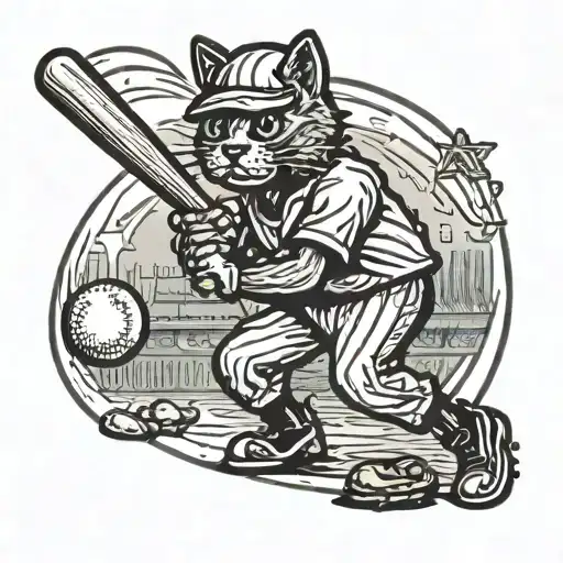 Cat Baseball Player Playing Infield