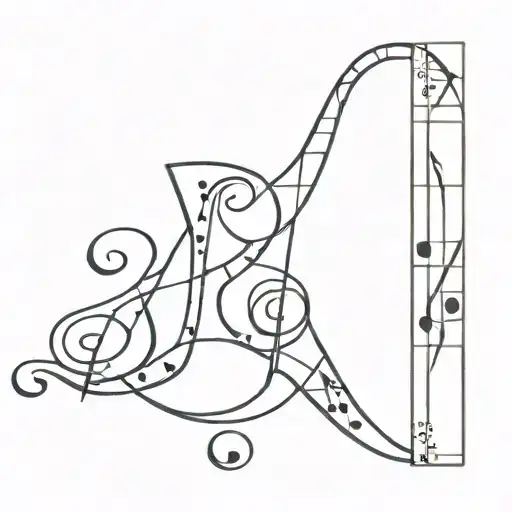 A Geometric Design Incorporating The Initials Of Your Family Members Intertwined With Music Notes