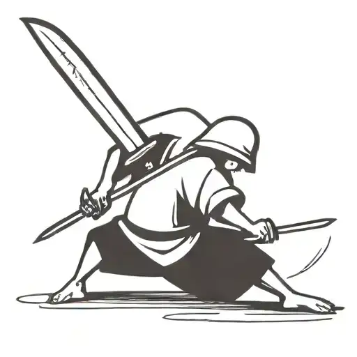 Simple Cartoon Guy With Katana