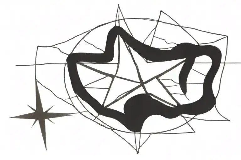 A Minimalist Tattoo Of A Compass Rose Symbolizing Travel And Exploration