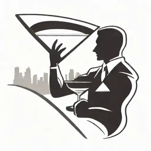 Bartender Silhouette Shaking A Martini With A City Skyline In The Background