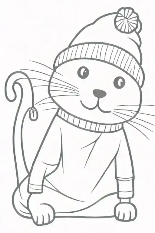 Cat In A Funny Hat And Sweater