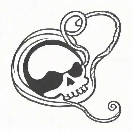 Skull With Snake Coiled Snake Wrapped Loosely