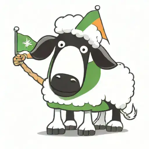 A Realistic Portrait Of Shaun The Sheep With The Flag Of Ireland Draped Over Its Back