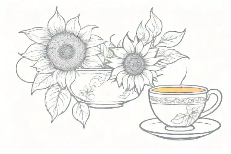 Sunflower And Tea Cup Overflowing