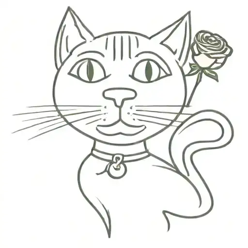 Cat With A Rose In Mouth