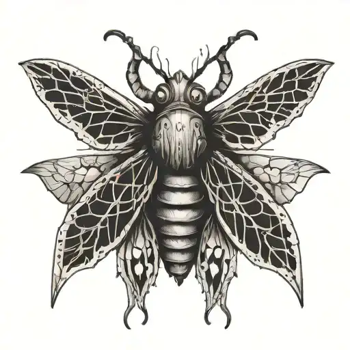 Rotten Moth Tattoo Design Combining Elements