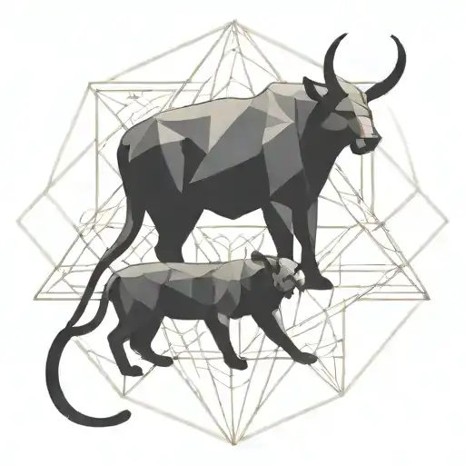 Stock Market Bull Vs Siberin Cat Sitting Together