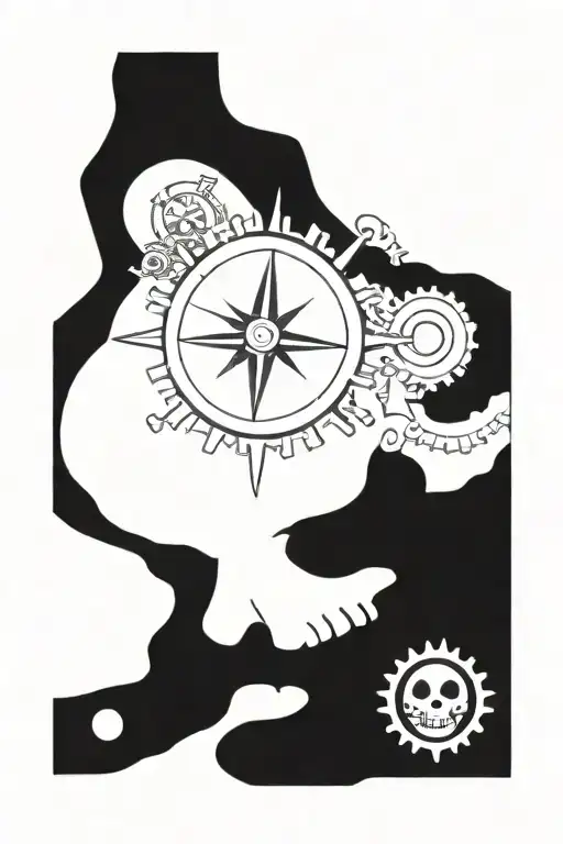 Skull With Gears And Compass
