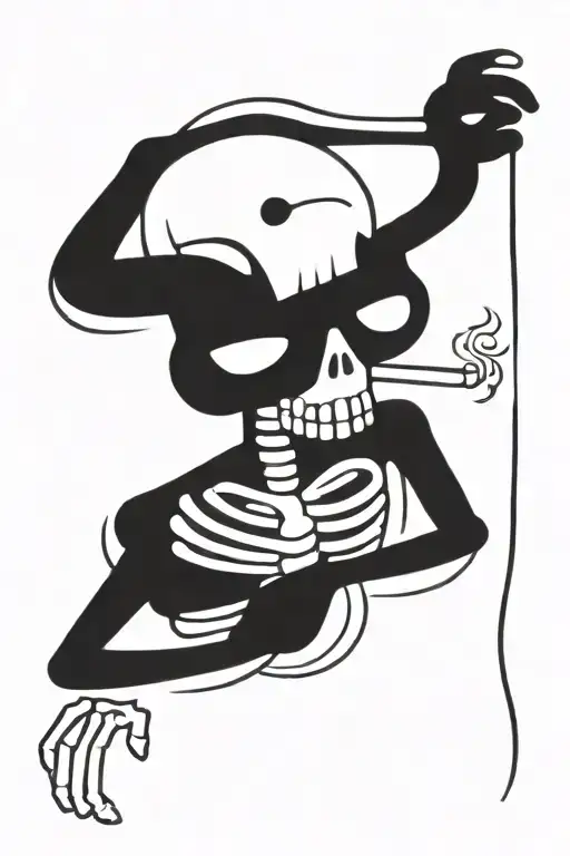 Skeleton Smoking A Joint One Hand