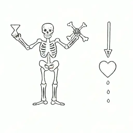 A Skeleton Holding A Heart And Arrow