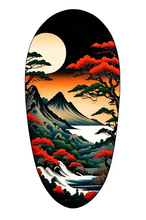 Mountain Scene Inspired Tattoo Design