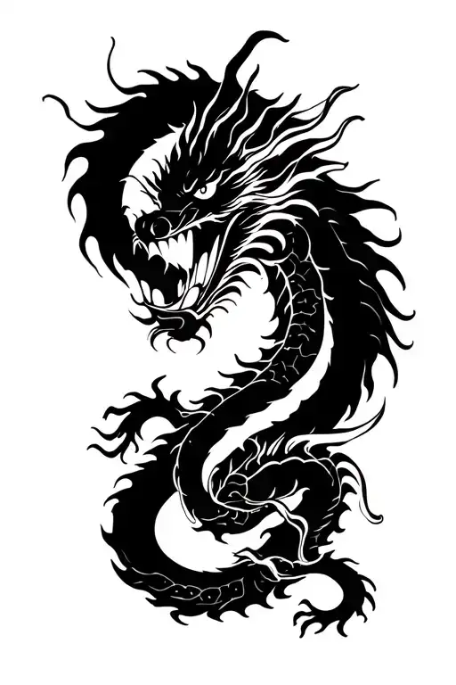 Zen Brush Stroke Breathing Dragon