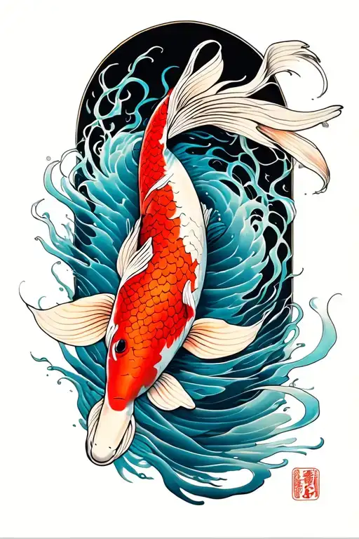 Koi Fish Swimming Gracefully In The Deep