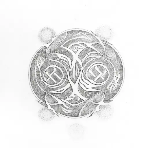 Mix Tree Of Life And Ying-yang And Karma