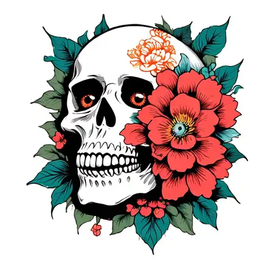 Skull And Flower With Eye