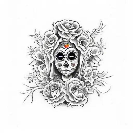 Virgen Mary Day Of The Dead Marigold