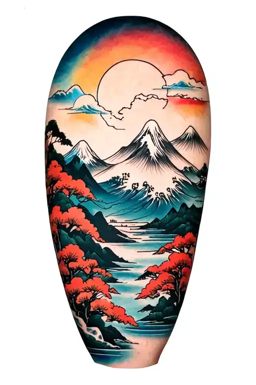 Mountain Scene Inspired Tattoo Featuring