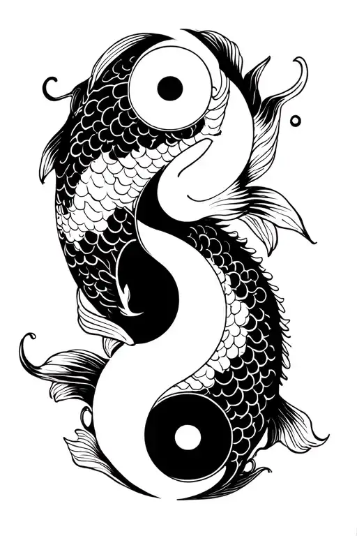 Zen Koi Fish Yin Yang Style