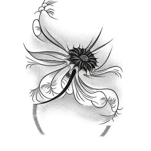 Black And Red Tattoo With The Japanese Red Sun And A Black Spider Lily