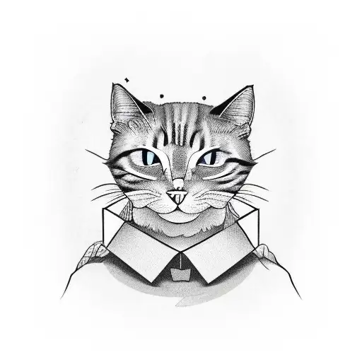 Creepy Smile Cat Head Peeking In A Box