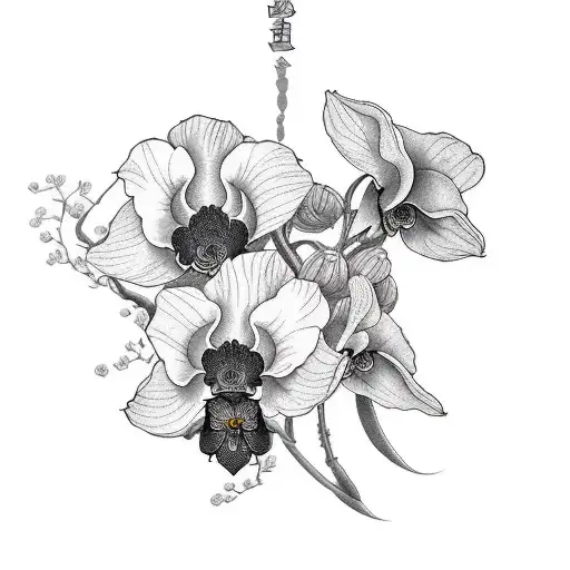 Thespesia Grandiflora And Black Orchid Bouquet