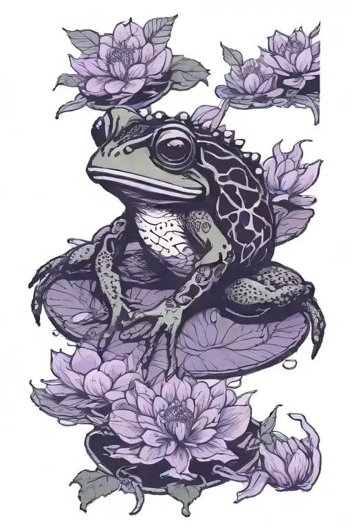 Goth Frog With Tattoos And Piercings On Lilypad Bar