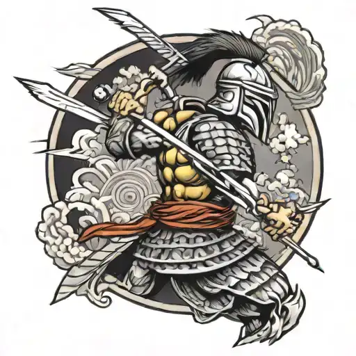 Spartan Warrior Wielding A Javelin