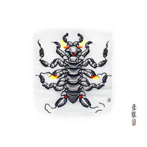 Scorpion With Hints Of Red Incorporated With Spikey Chains